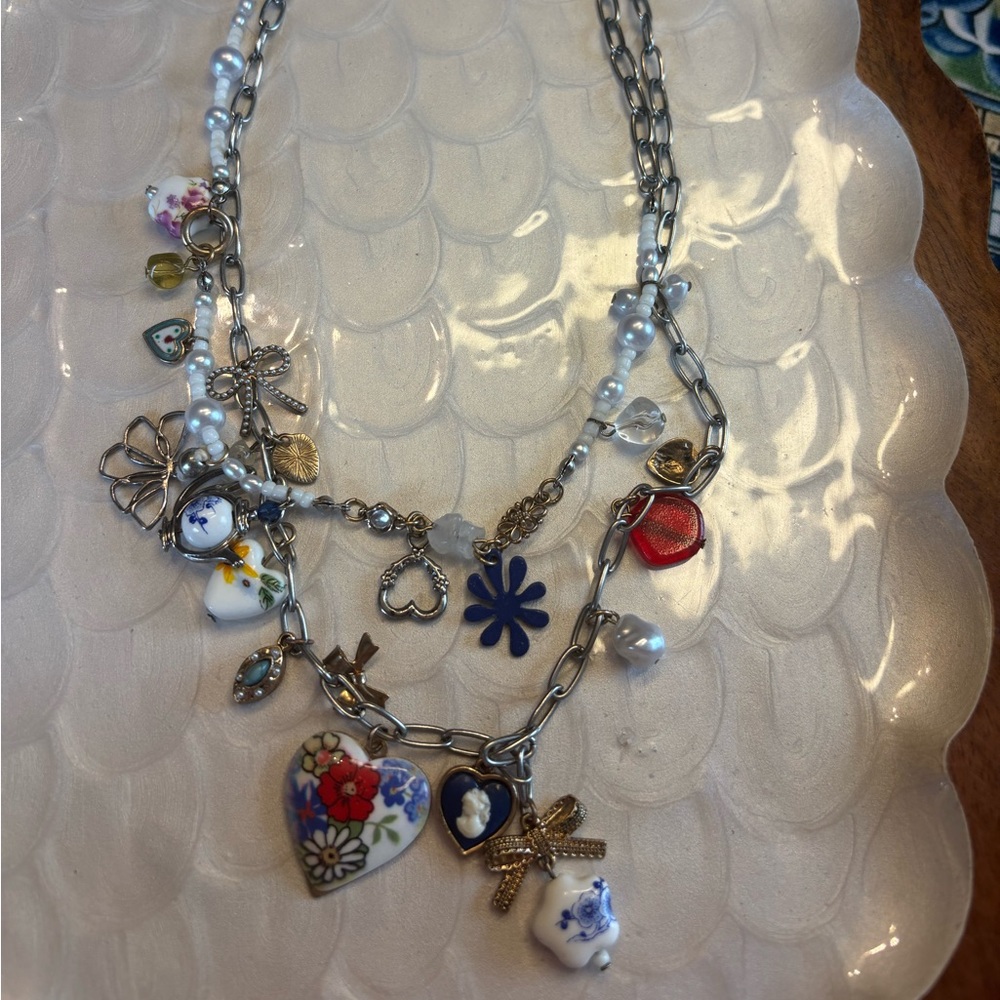Free People Charming Silver Multi-Color Pendant Necklace